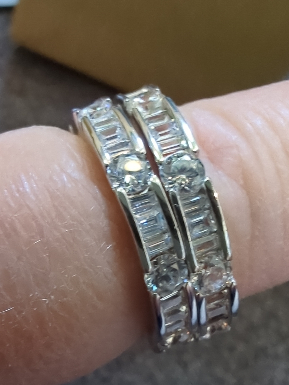 JTV Silver Bella Luce Two Band Ring with Clear Crystals 2.90 Ctw Simulant
